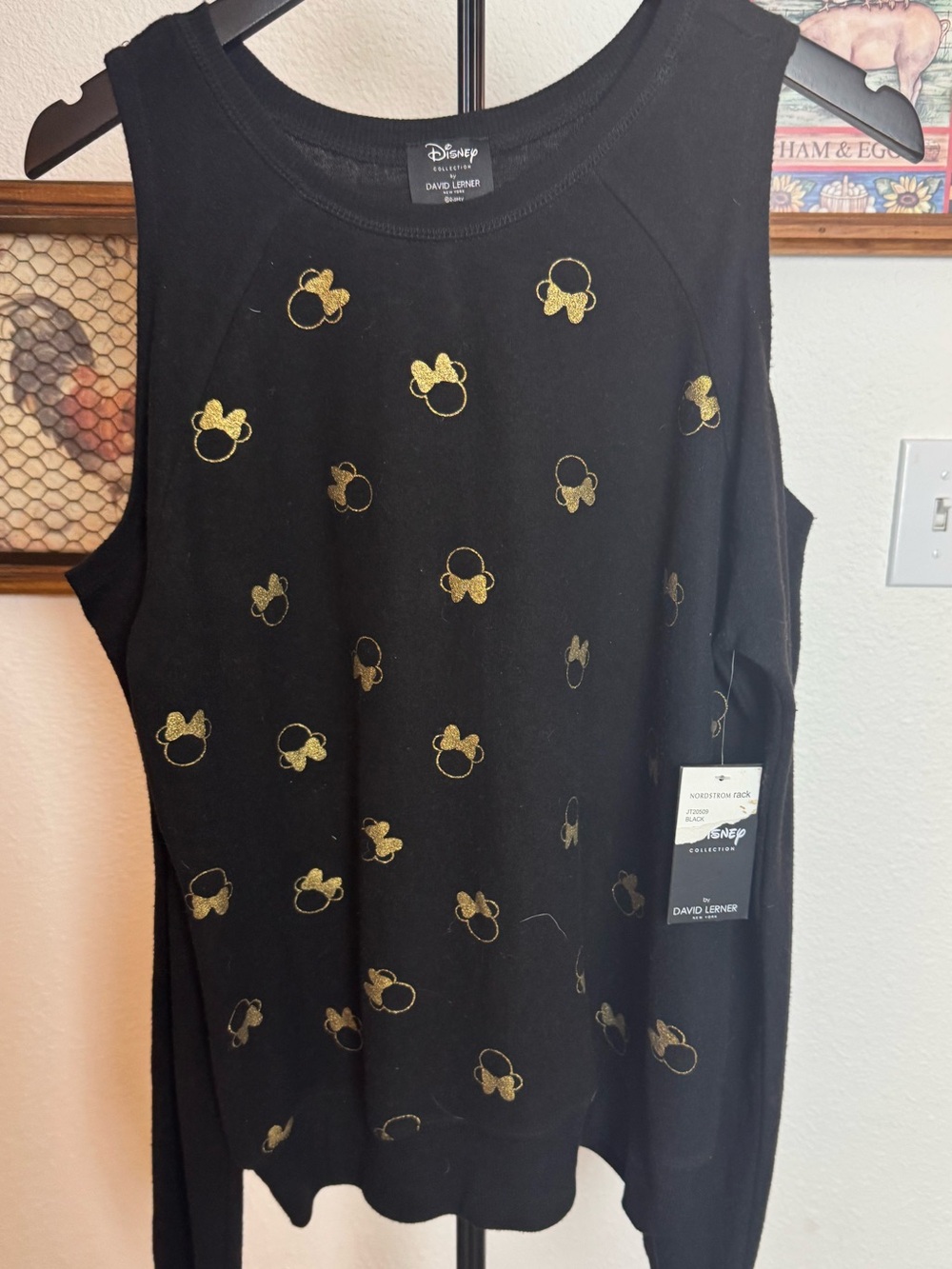 Disney NWT Cold-Shoulder Sweatshirt w/ Gold Minnie Icons - David Lerner Size M - Picture 2 of 6
